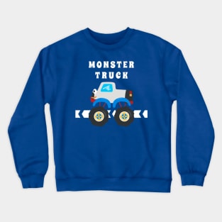 illustration of monster truck with cartoon style. Crewneck Sweatshirt